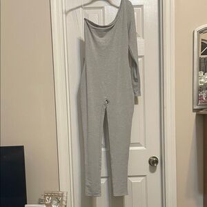 JLUXLABEL Light Gray One-Shoulder Jumpsuit